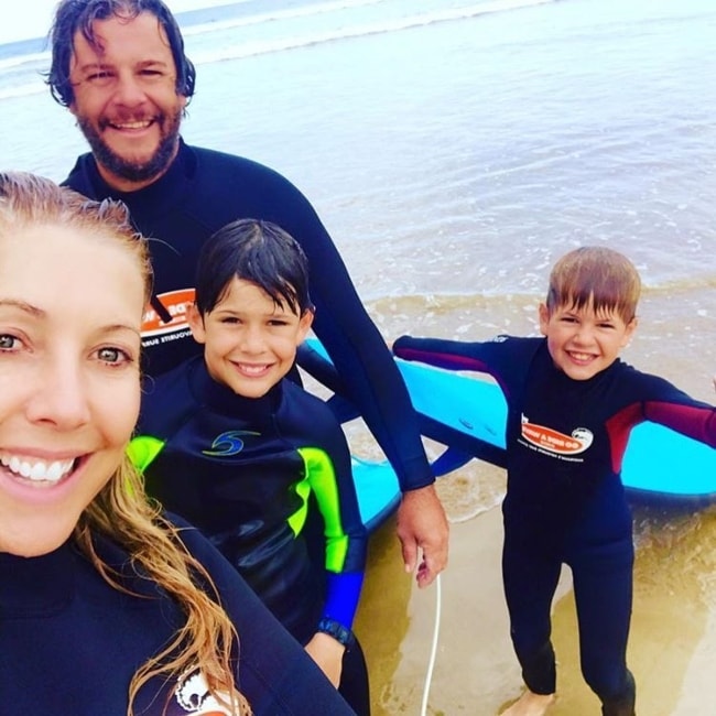 Catriona Rowntree in a selfie with her family in December 2018