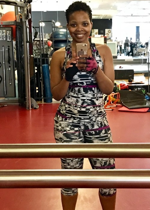 Vuyo Radebe in a selfie taken during one of her workout sessions in October 2018
